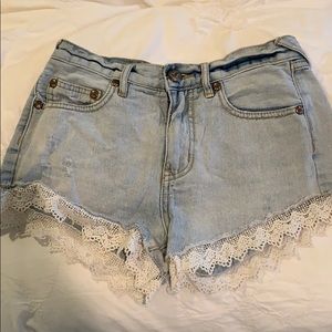Free People Denim Lace Shorts